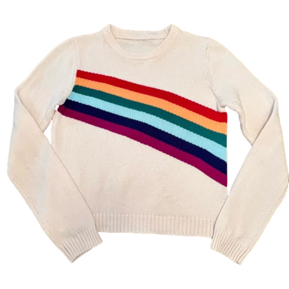 Sweater, cream & rainbow, unk size - Picture 1 of 7